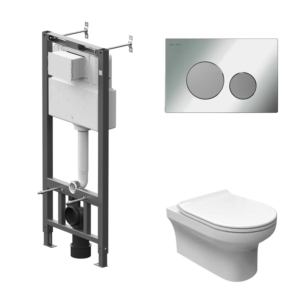 Комплект инсталляции AM.PM Tech с унитазом закрытым Sensea Favori клавиша AM.PM Tech L серебристая STLM-2123711