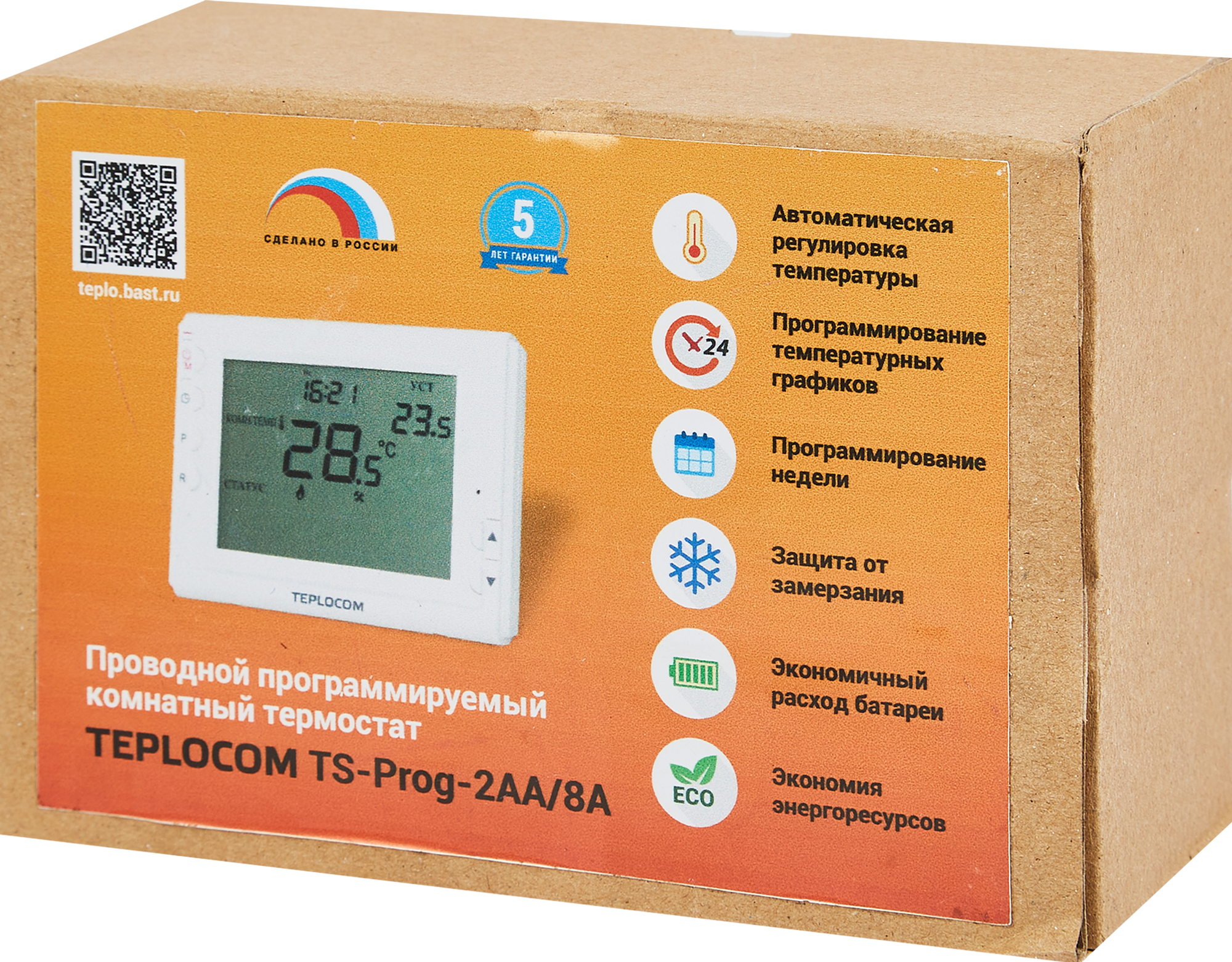 Программируемый электронный термостат TEPLOCOM TS-Prog-2AA/8A 86162932 STLM-0066626 - Вид №4