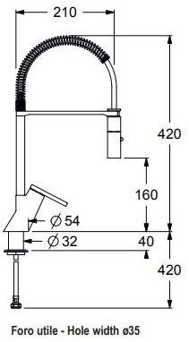 GUGLIELMI Кухонный смеситель, однорычажный, с вытяжным душем Qr semi-pro Fgqr79993 - Вид №2