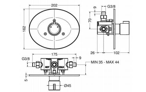 Встраиваемый термостатический смеситель для душа с таймером IDRAL 908 ARCH-00144247 - Вид №1