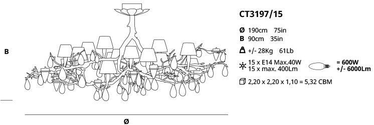 Serip Галогенный подвесной светильник из бронзы с кристаллами Fascinium Ct3297/15 - Вид №1