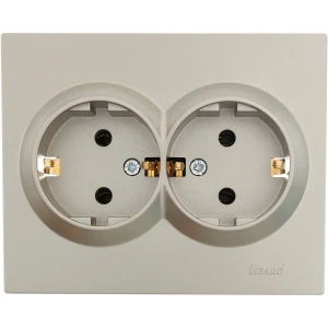 Двойная розетка Lezard Vesna с заземлением, цвет титан 87103776