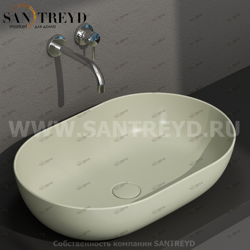 B6O60LI Накладная раковина на столешницу  овальная Ceramica Globo T-EDGE