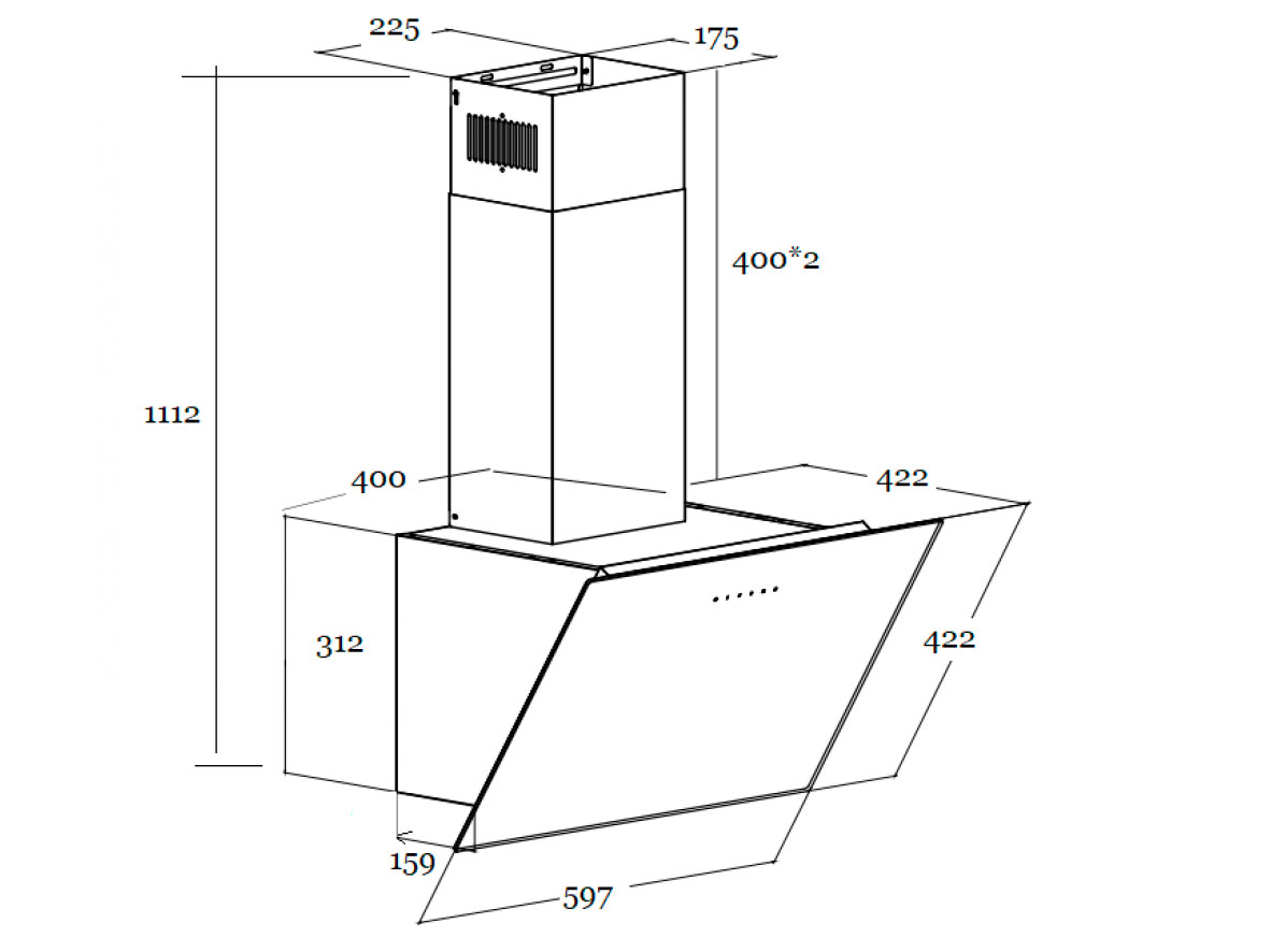 9145466 Вытяжка наклонная SCHTOFF UNO 60 черный STDN-0094441 - Вид №2