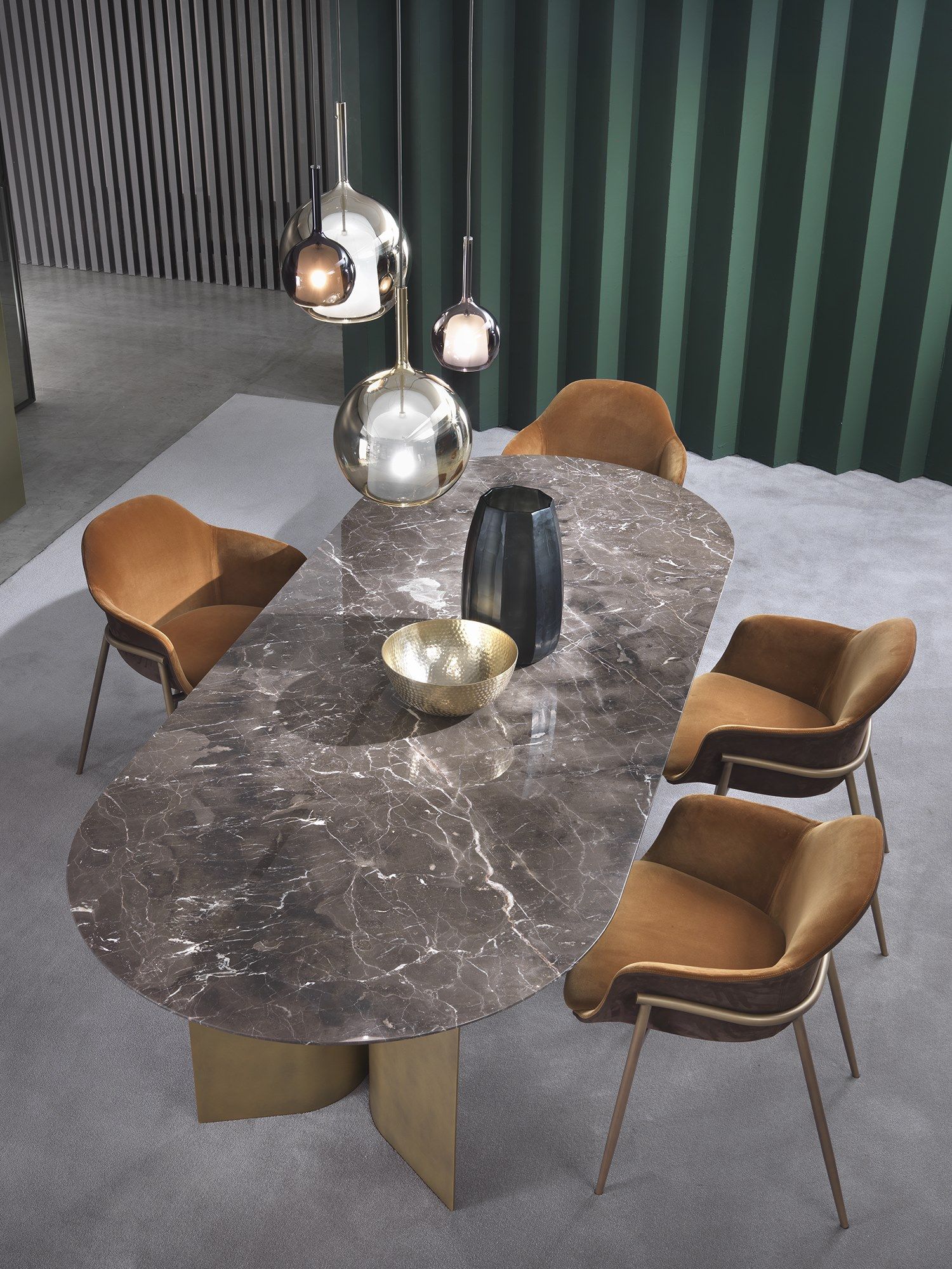 Овальный стол с мраморным верхом и изогнутым металлическим основанием Marelli Wave ARCH-00138111 - Вид №20