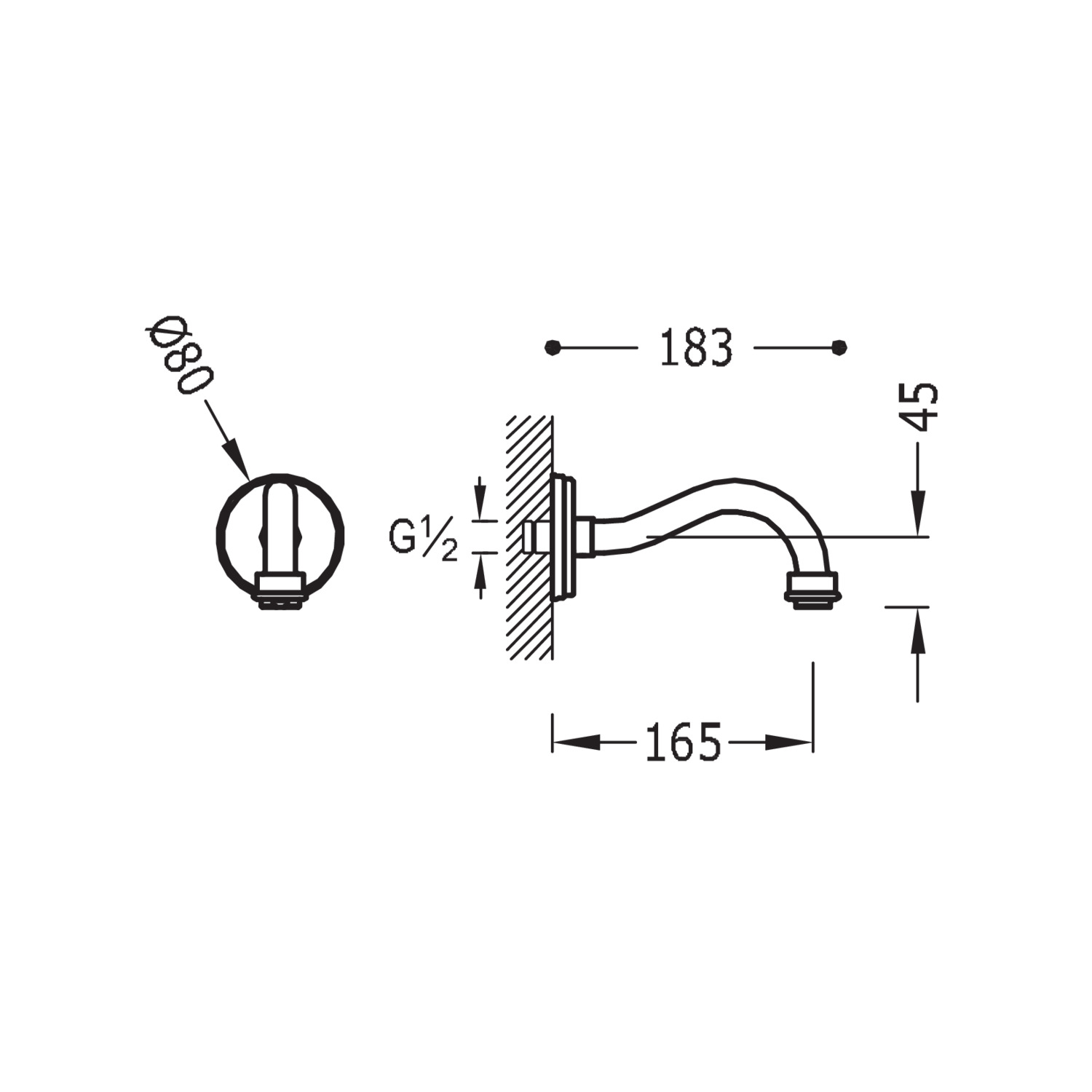 Фиксированный настенный излив TRES CLASIC-24217302LV TRES  - Вид №1