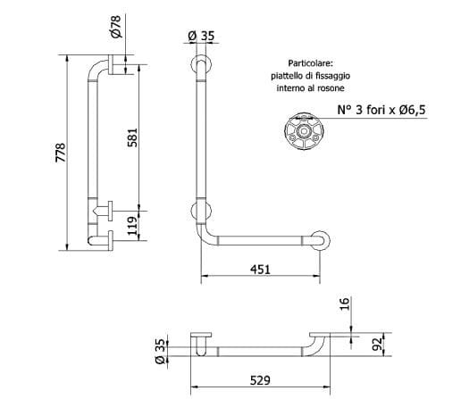 Угловая ручка с реверсивной стойкой dx/sx Thermomat нейлон ARCH-00076394 - Вид №2