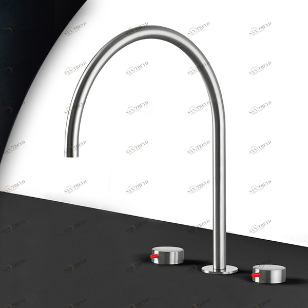 Смеситель для раковины сталь матовая с красной ручкой Toki Radomonte TKI26SCIL35