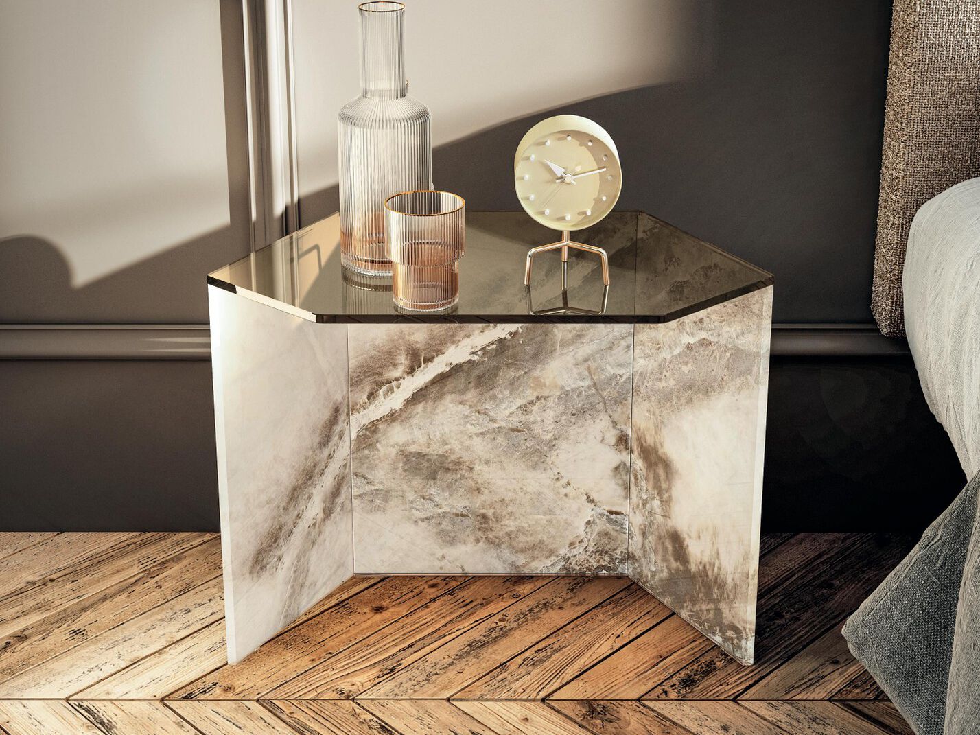 Тумбочка / стеклянный журнальный столик Lago LIVRE - 2127 ARCH-00086967