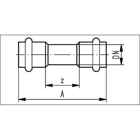 69127076 SANHA 91270 пресс-фит. нерж.сталь, муфта двойн.ВПр-ВПр 76,1 мм  - Вид №1