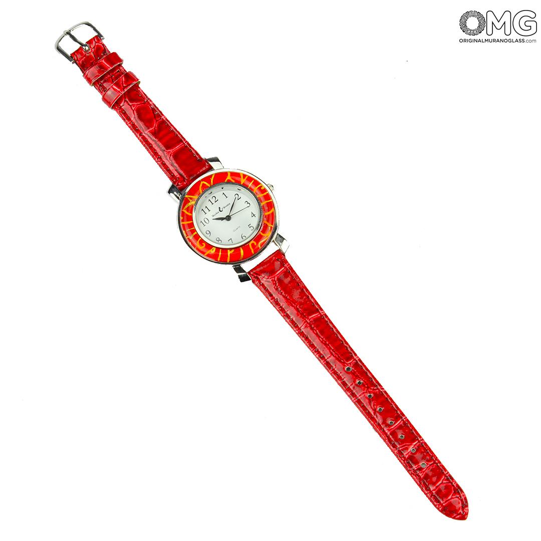 2925 ORIGINALMURANOGLASS Наручные часы унисекс - красные - Original Murano Glass OMG 23 см  - Вид №1