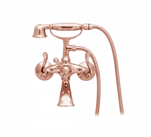 Gentry Home Смеситель для умывальника на три отверстия с выдвижным краном Tiffany Розовое золото GH102676