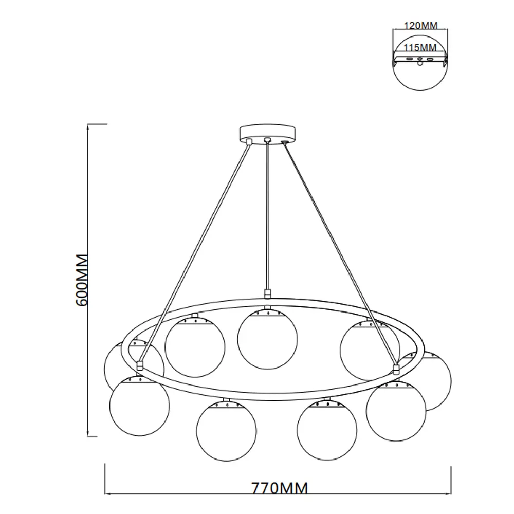 Люстра подвесная Circo 3610-9 9 ламп 27 м² цвет золотой SCHAFFNER STLM-2009590 - Вид №10