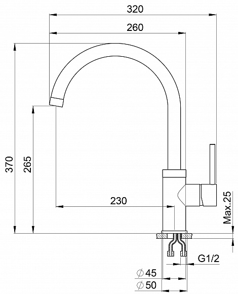 2125, БАЗАЛЬТ, СМЕСИТЕЛЬ КУХОННЫЙ GRANULA 2125-ST38 - Вид №2