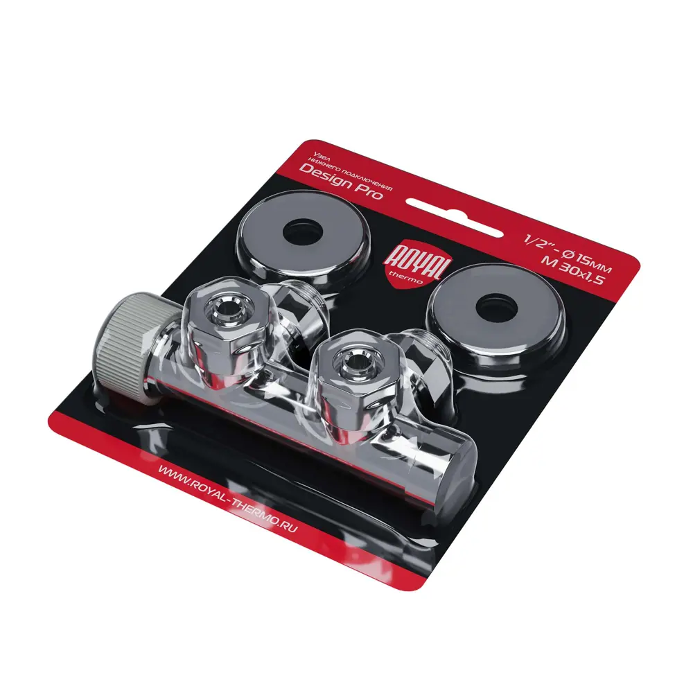 Узел нижнего подключения термостатический угловой Royal Thermo Design Pro 1/2" латунь цвет хром STLM-2041769 - Вид №6