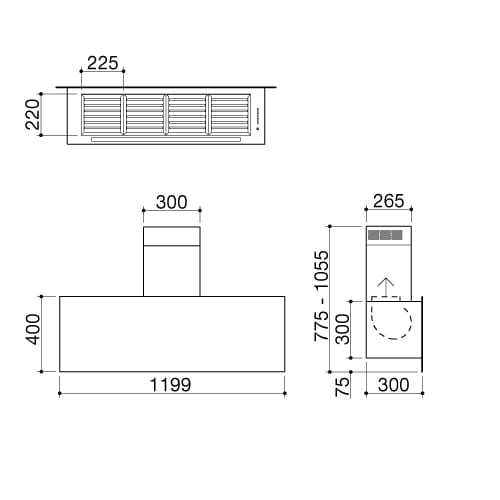 Настенный вытяжной шкаф со встроенным освещением Barazza City Glass ARCH-00090956 - Вид №2