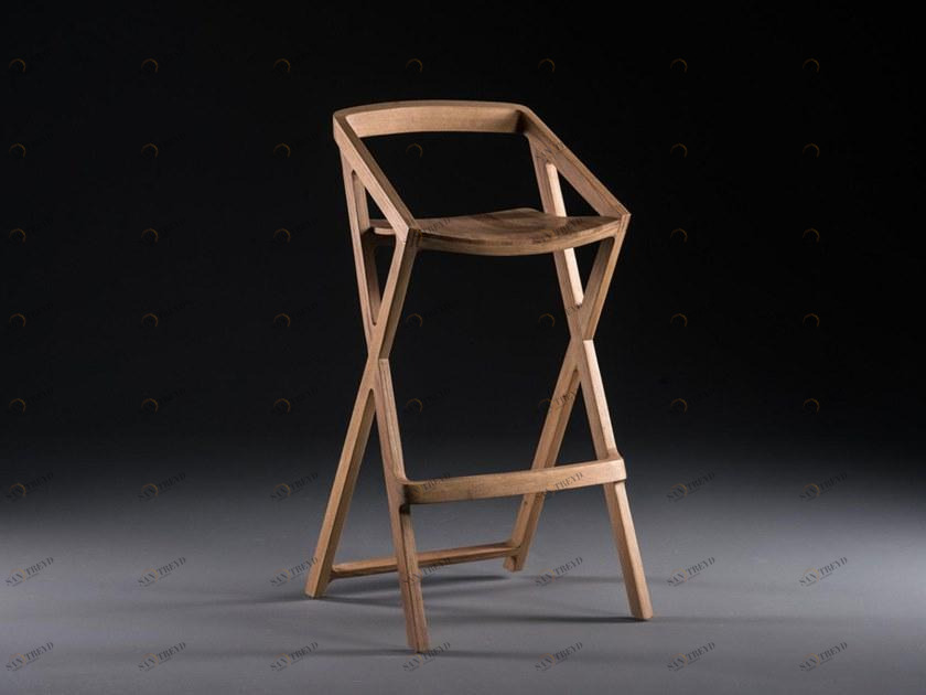 Artisan Барный стул из массива дерева с подставкой для ног  Bcg7xxyy 