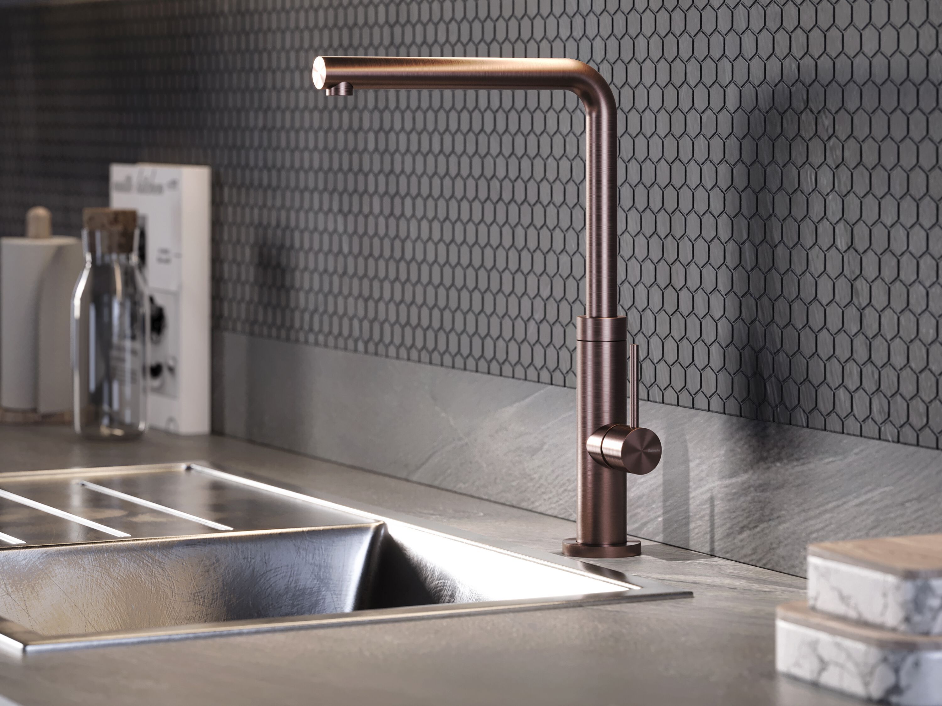 Смеситель для кухни из нержавеющей стали с поворотным изливом Fontealta Kitchen ARCH-00048816 - Вид №1