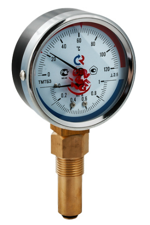 ТМТБ-31Р.0406120 Термоманометр ТМТБ-31P с нижним подключением Valtec 1/2", 6 бар, 0-120 °С 
