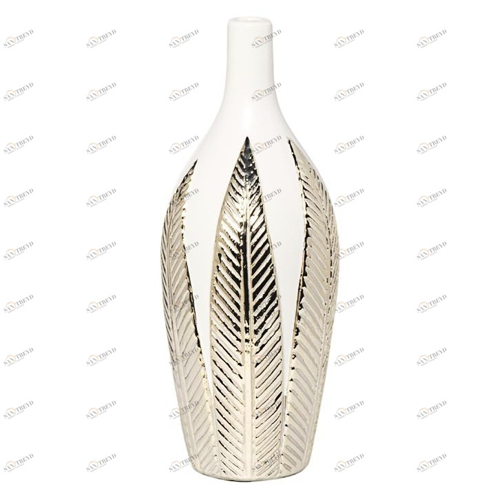 Ваза белая с серебристым 30 см GARDA DECOR - 00-3886410 Белый;серебро 