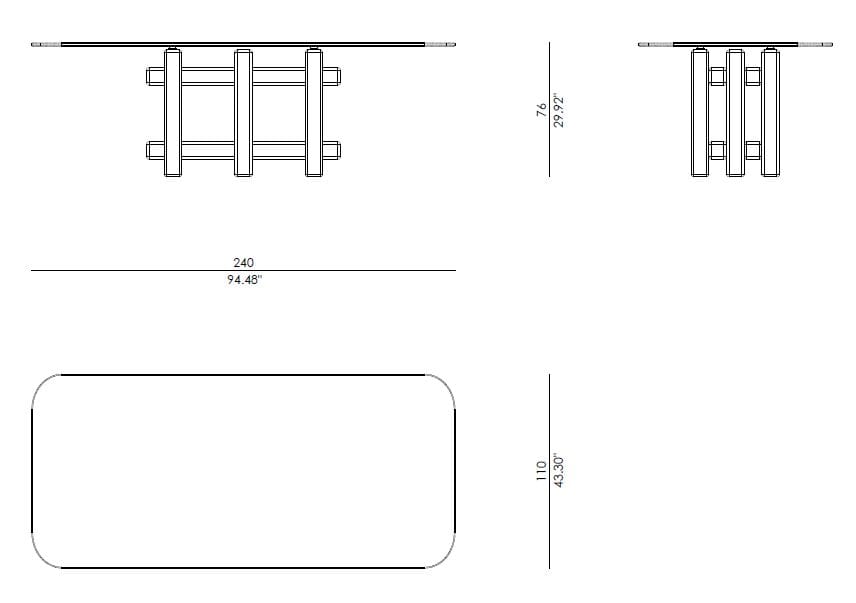 Прямоугольный стол из мрамора и стекла Enne JETEE ARCH-00069724 - Вид №5