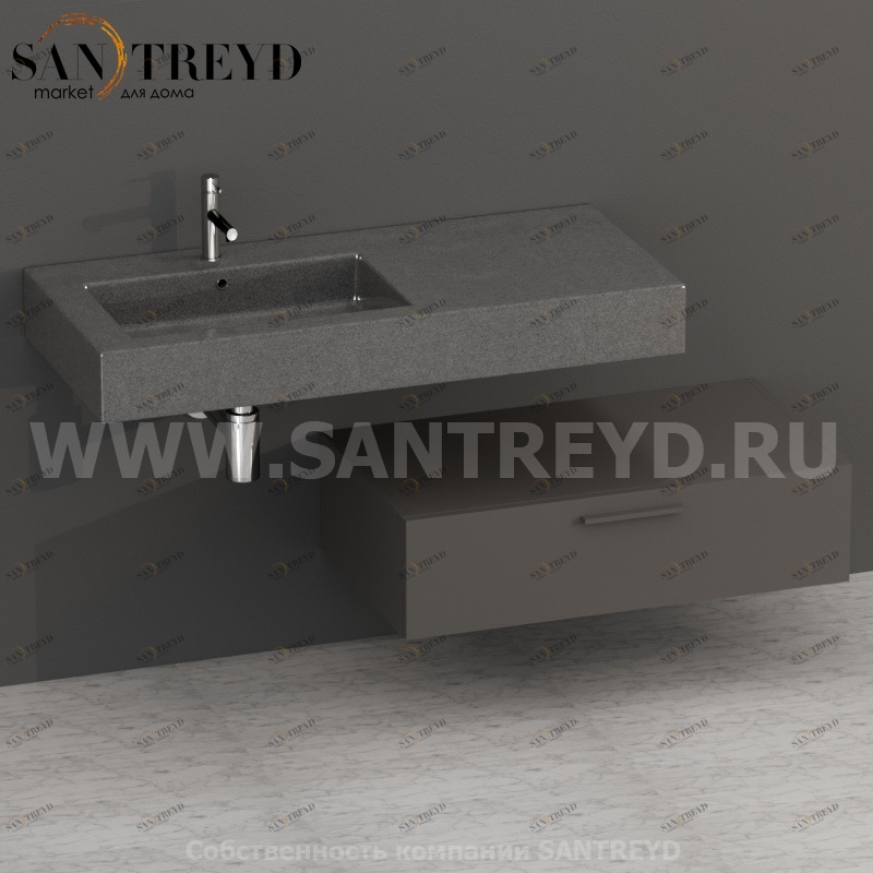 S09024AT2 Тумба с 1 ящиком 90 см серая Globo ARREDO WOOD Италия Ceramica Globo