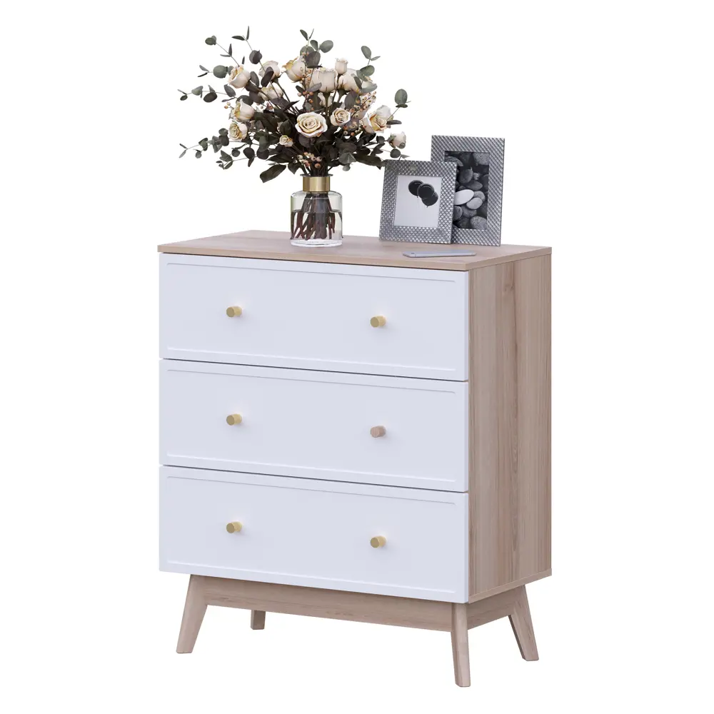 Комод KONSENSA Амьен 3 ящика 80x94x41.7 см ЛДСП цвет белый/коричневый 89448126 STLM-2066479 Лион - Вид №10