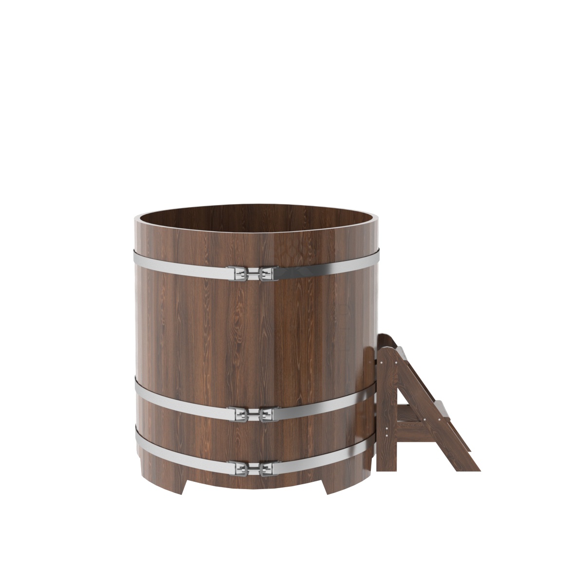 1320 Купель овальная из дуба 1,08х1,75х1,1 морёная Alyarus  - Вид №2