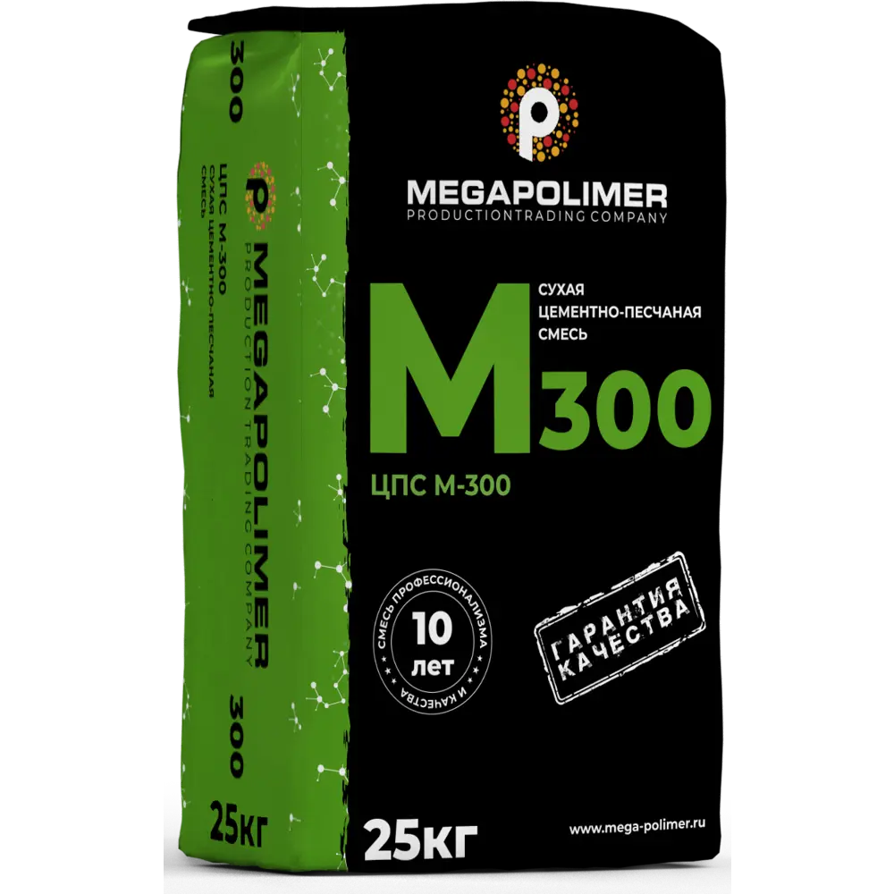 Смесь цементно-песчаная М300 (ЦПС) Megapolimer 25 кг STLM-2096496