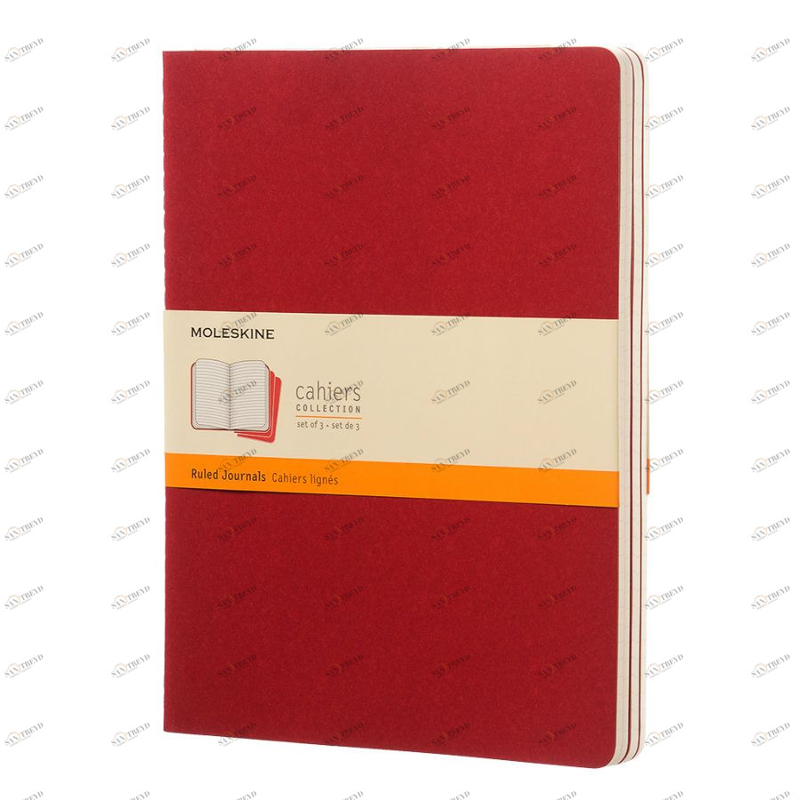 Блокнот Moleskine CAHIER JOURNAL XLarge 190х250мм обложка картон 120стр. линейка клюквенный (3шт) 394922