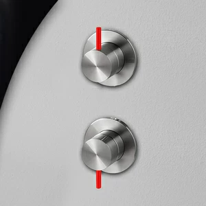 Смеситель для душа матовая сталь с красной ручкой Toki Radomonte TKI9SCIL25