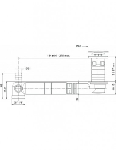 609000 045 00  Комплект для слива для раковины TBXP, сверхплоский, h. 100-миллиметровая перерабатываемая, двухкомпонентная нержавеющая сталь Valentin Хром  - Вид №6