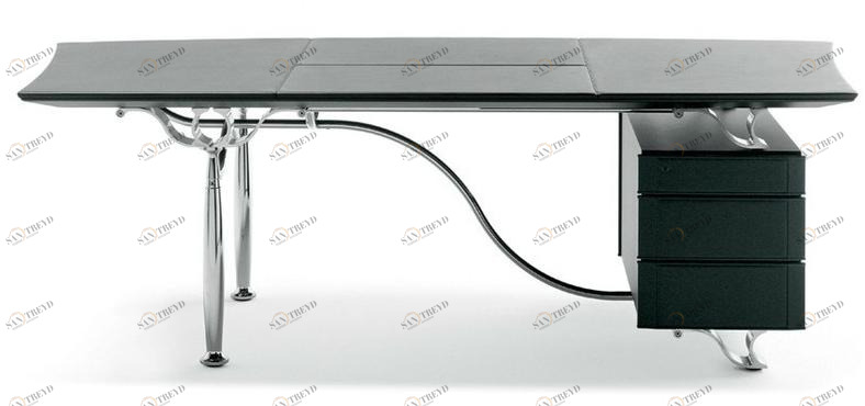 Poltrona Frau Прямоугольный письменный стол из кожи со встроенной полкой L'ufficio - sistemi direzionali sun-id-1414986