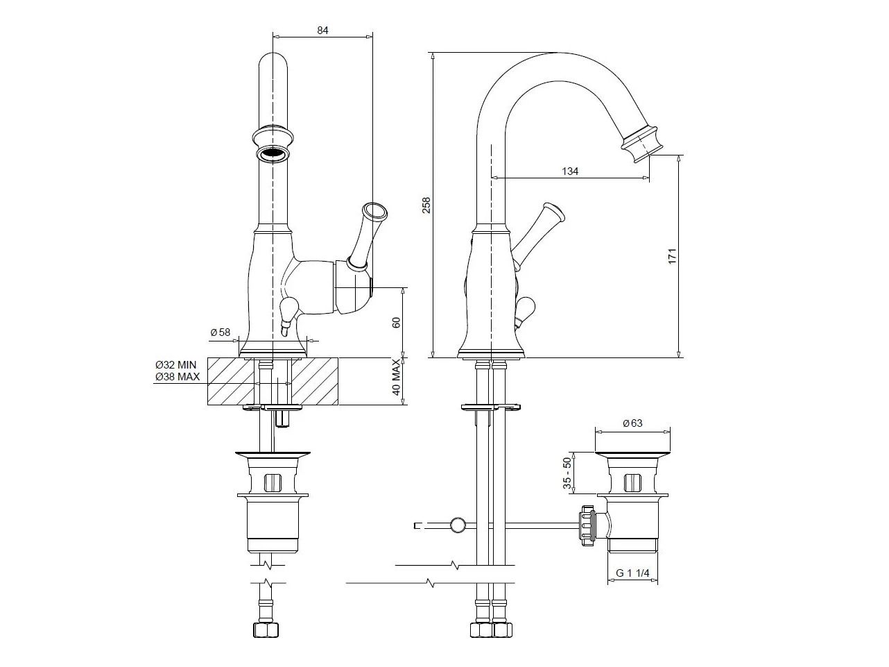 Однорычажный смеситель для раковины с автоматическим сливом Gaia Mobili Complements ARCH-00114928 - Вид №2