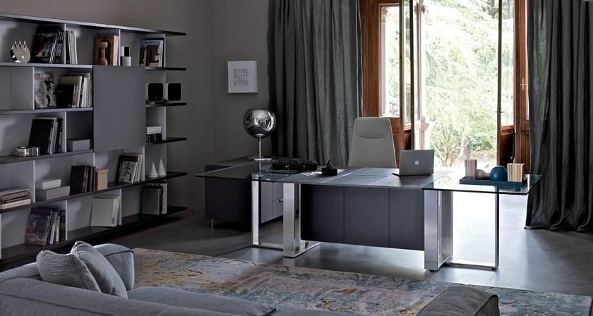 ESTEL GROUP Рабочий стол из дерева и стекла с системой прокладки кабелей Altagamma sun-id-1376071 - Вид №4