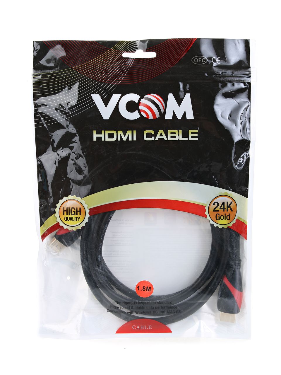 CG525-R-1.8 Кабель hdmi 19m/m ver. 2.0 black red, 1.8m <> VCOM Santreyd  - Вид №5