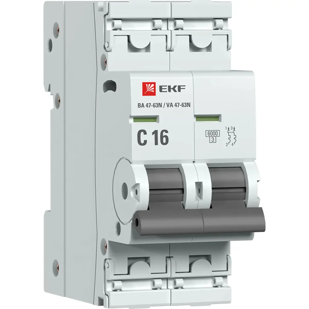 Автоматический выключатель EKF Proxima ВА47-63 2P N C16 А 6 кА STLM-2030204