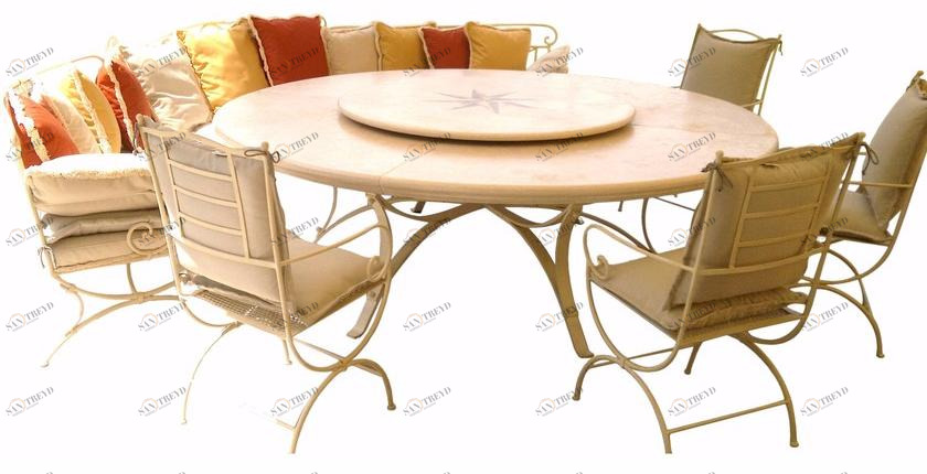 GH LAZZERINI Круглый каменный стол с ленивой сьюзан sun-id-1379035