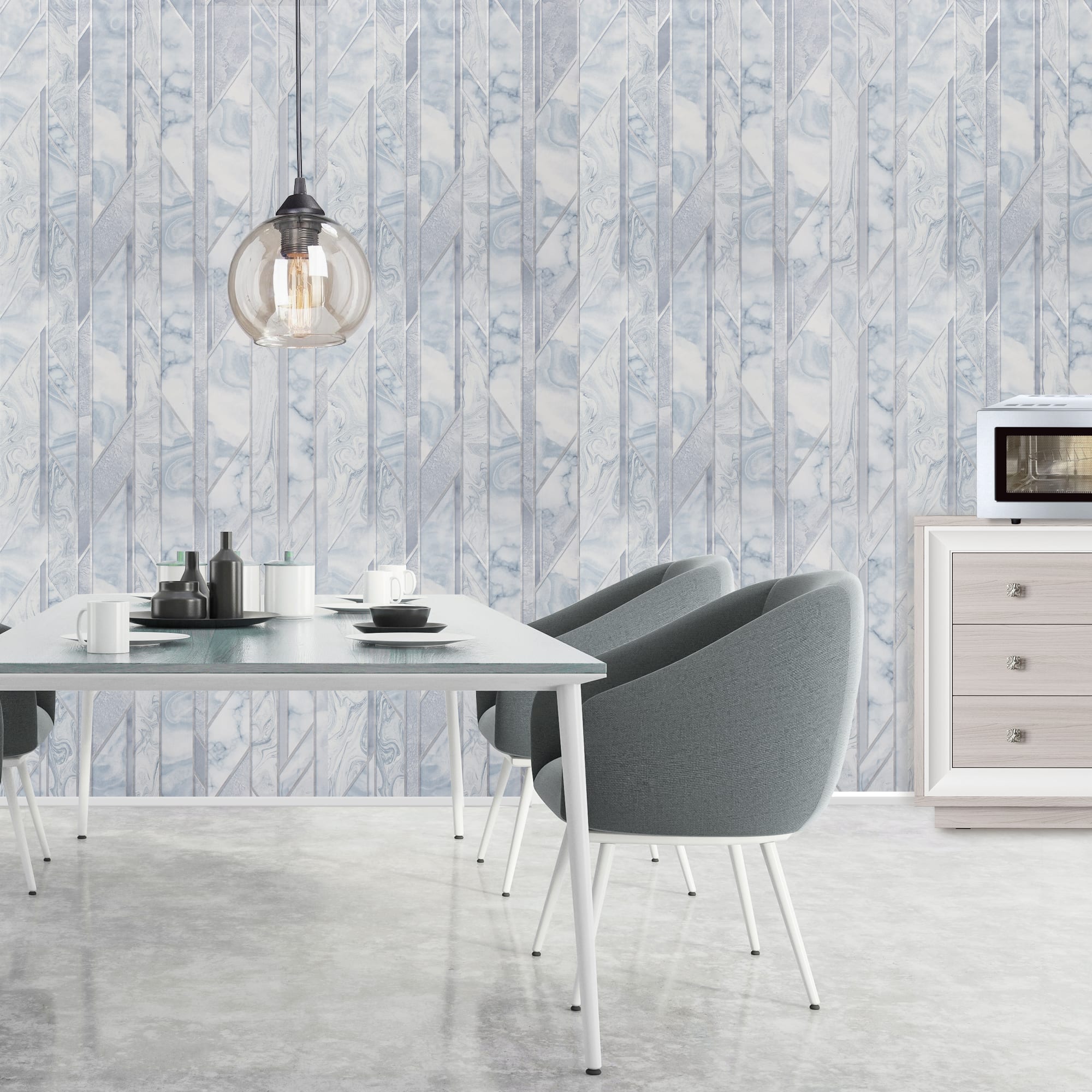 82938337 Обои бумажные синие 0.53 м 9089-81 Топаз Santreyd  - Вид №3