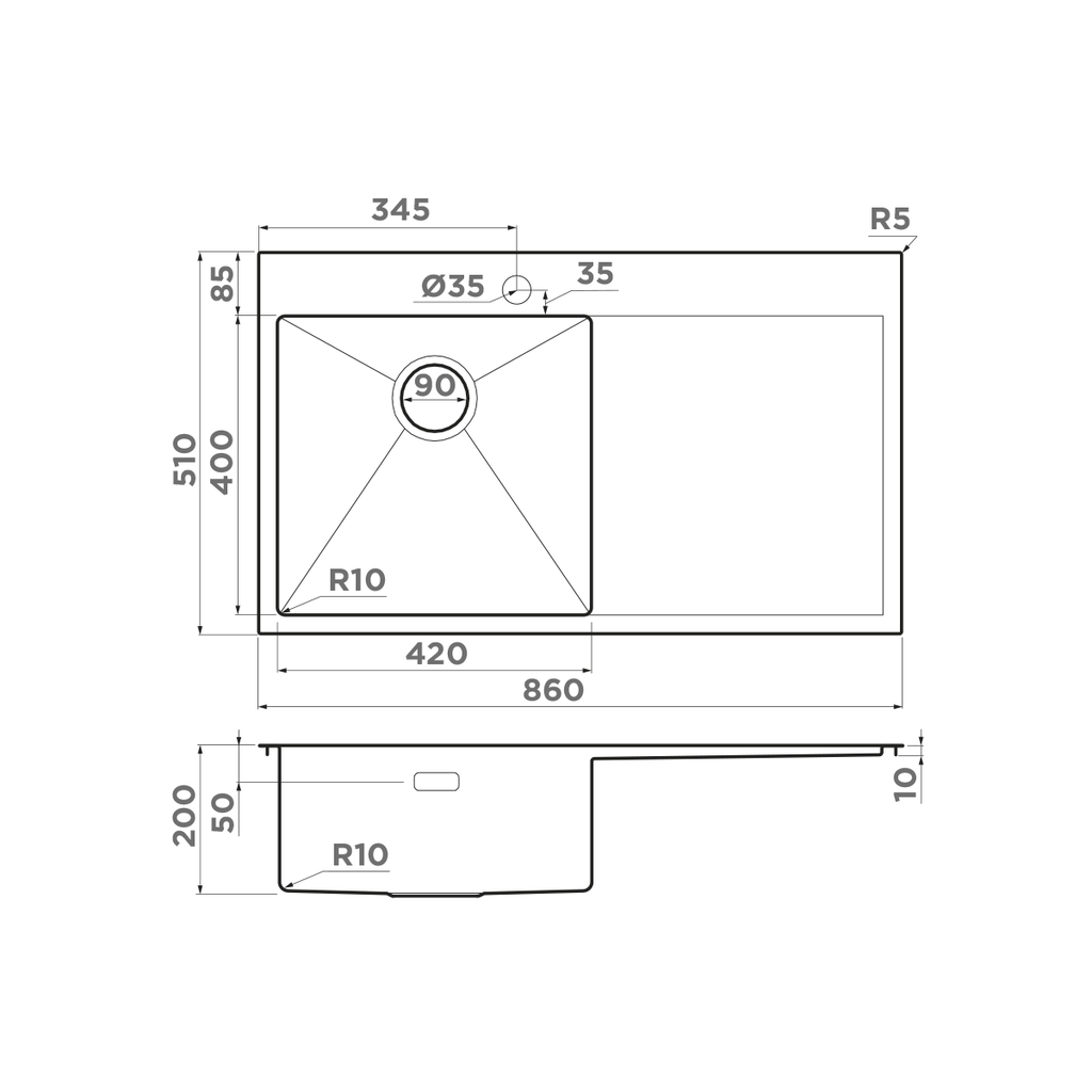 Кухонная мойка Akisame 86 IN-L OMOIKIRI 4993760 - Вид №3