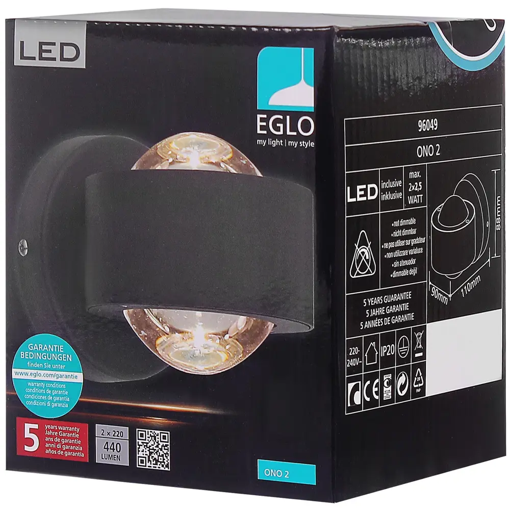 Бра светодиодное Eglo «Ono» 2.2х2.5 Вт, цвет чёрный  81871295 STLM-2049103  - Вид №2