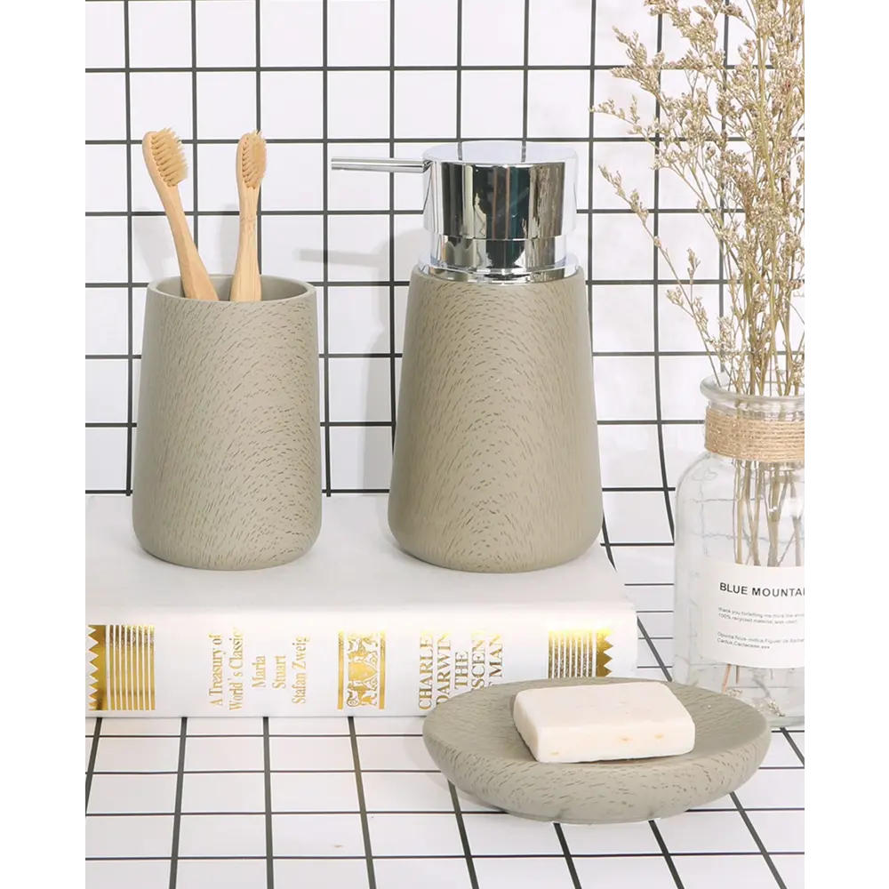 Дозатор для жидкого мыла Bath Plus Legno настольный пластиковый цвет серо-коричневый 82376934 STLM-2023519 - Вид №1