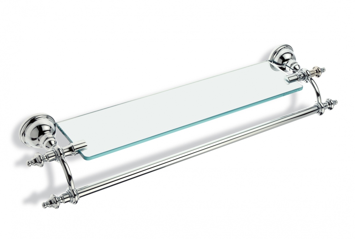 EL33(02) Stil Haus Elite, стеклянная полка + полотенцедержатель, цвет хром - золото