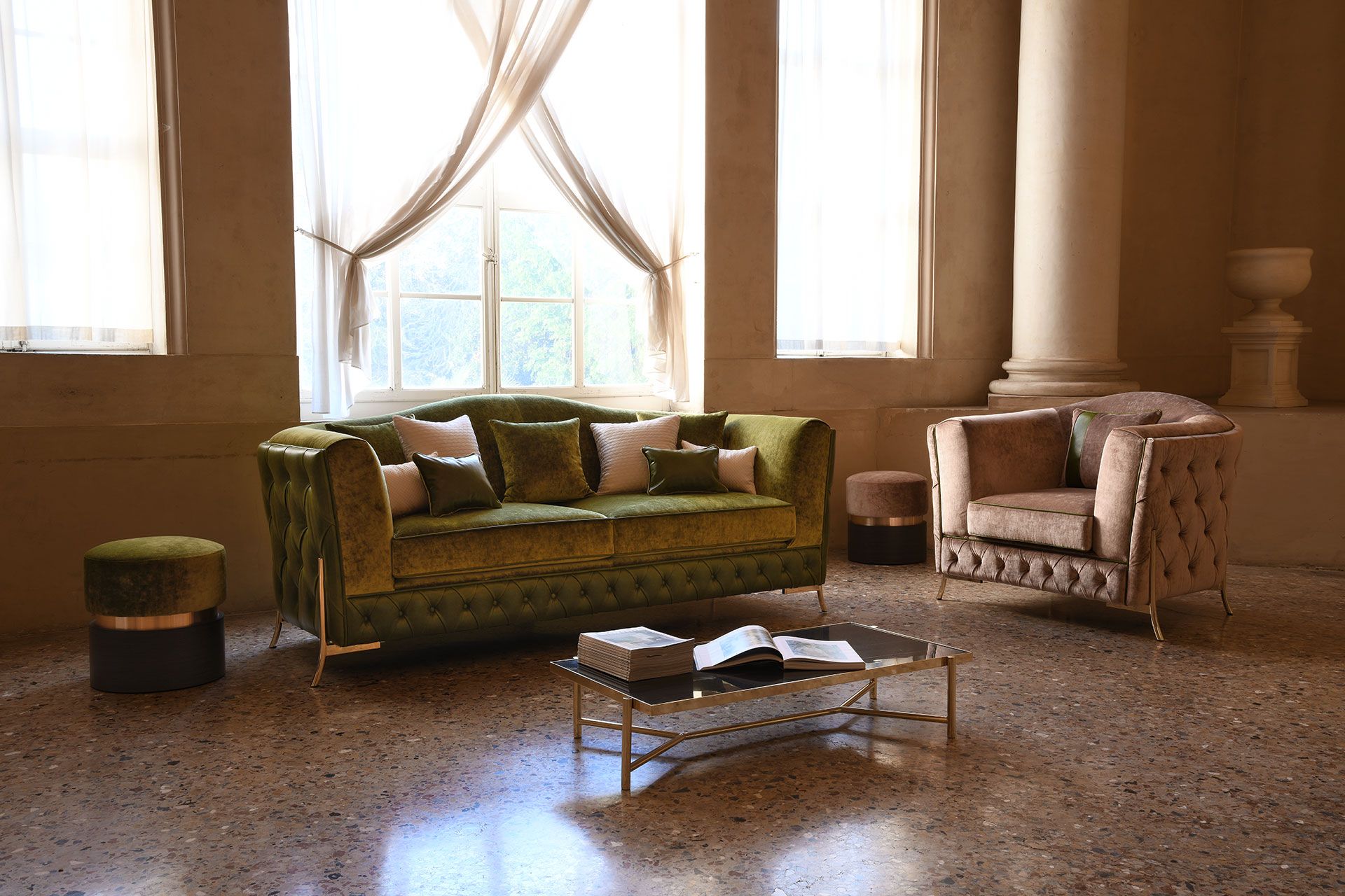 Диван-кровать capitonné с огнестойкой обивкой Domingo Salotti Nefele ARCH-00111465 - Вид №8