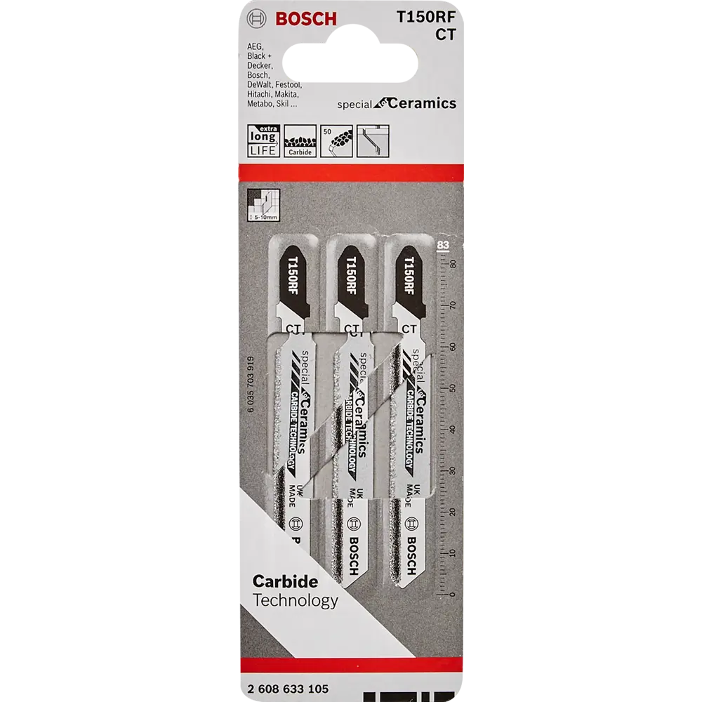Пилка для лобзика по керамике Bosch T150RF, 3 шт BOSCH PROFESSIONAL STLM-2078944 - Вид №3