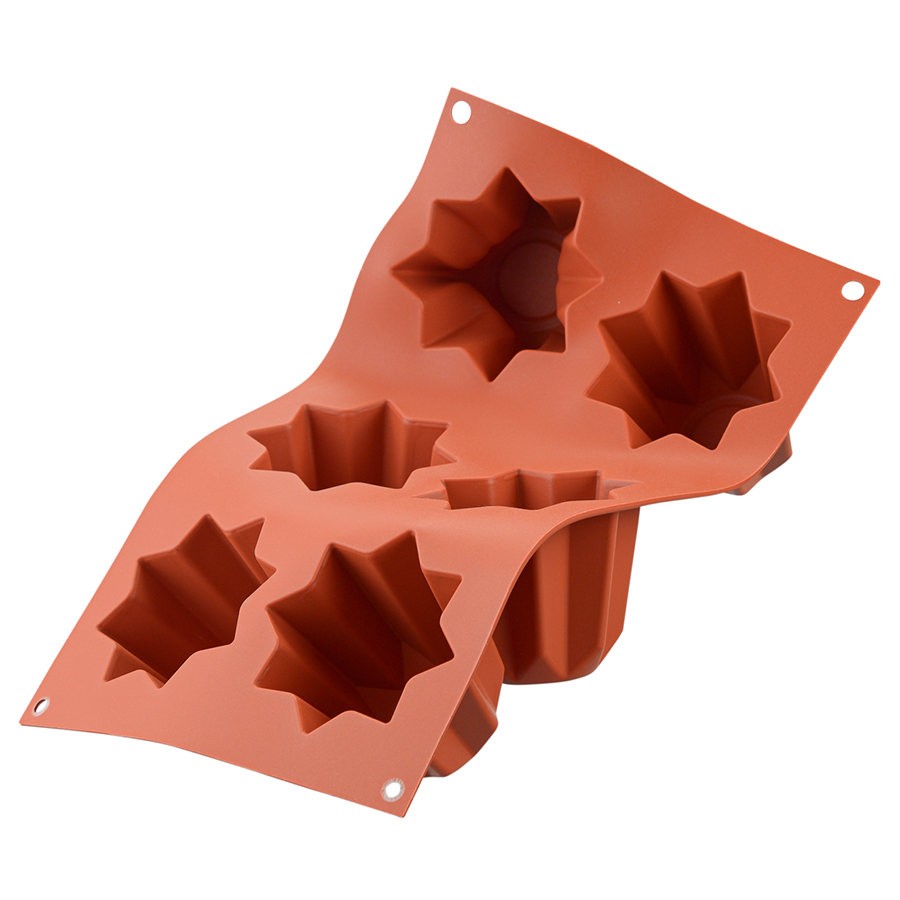 26.100.00.0065 Форма для приготовления кексов mini pandoro, 34 х 18 х 6 см, силиконовая, красная Silikomart  - Вид №1