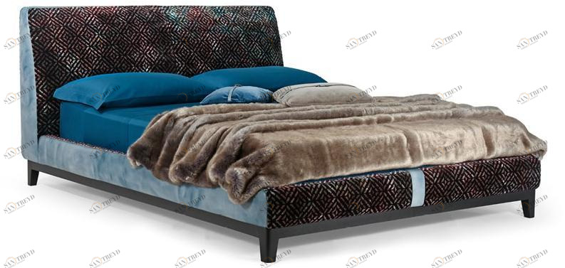 Borzalino Двуспальная кровать из ткани с мягким изголовьем Greg sun-id-1478480