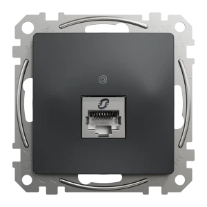 Розетка для компьютера встраиваемая Systeme Electric Sedna Design RJ45 cat 5E, цвет антрацит