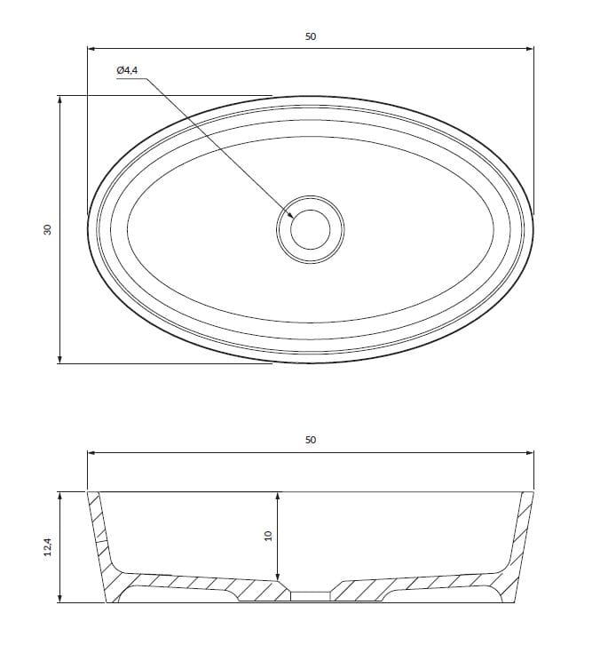 Овальная столешница из композитного материала OMNIRES BARI M+ BARI500UN ARCH-00103298 - Вид №3