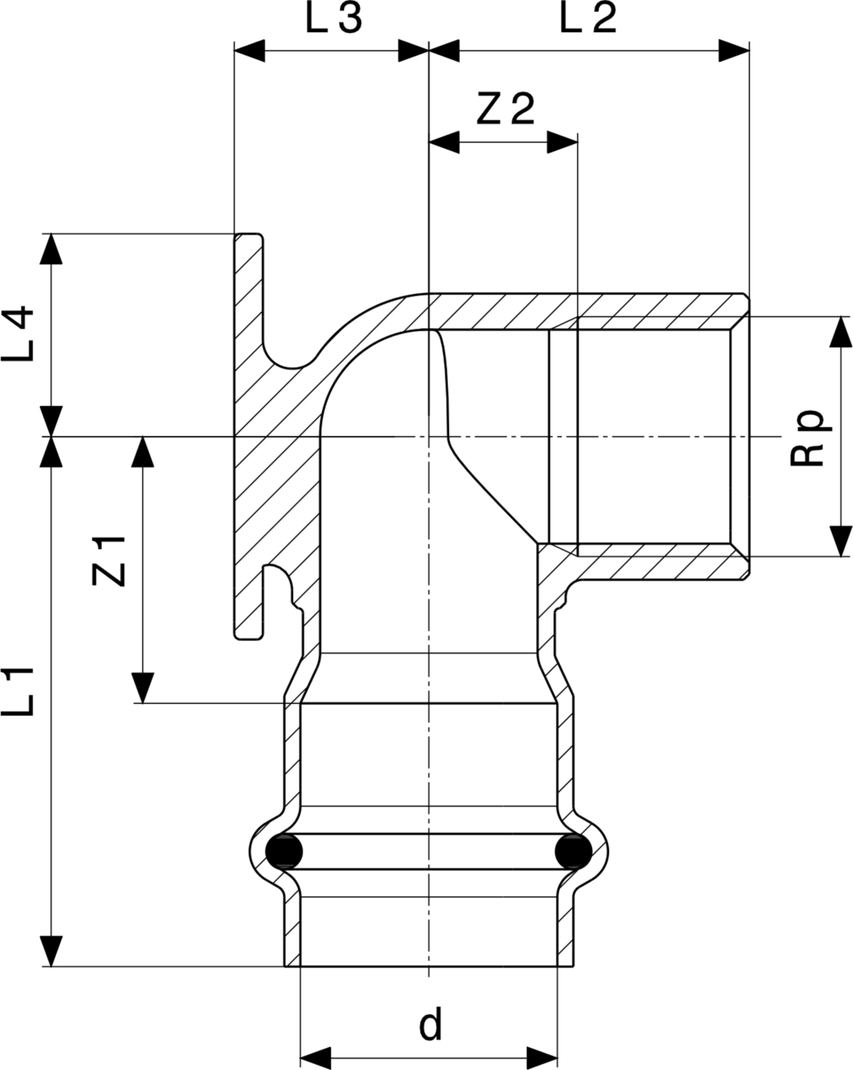 437 268 Модель 2325.5 Трубопроводные системы  Sanpress Inox  Водорозетки Santreyd  - Вид №3